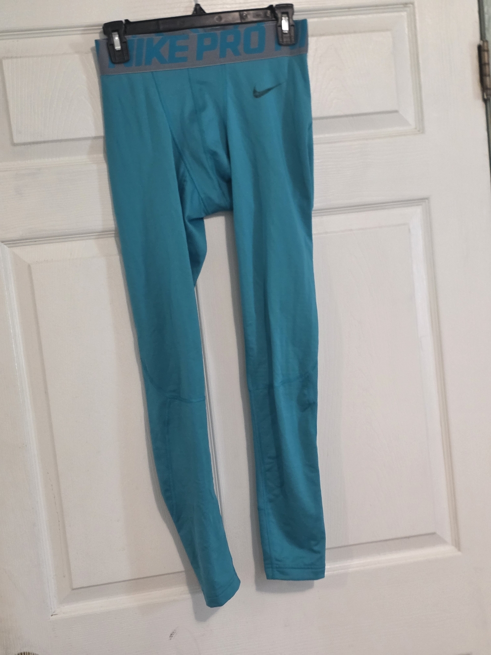 Nike Pro Teal Men's Compression Leggings with Gray Waistband Team Used #24